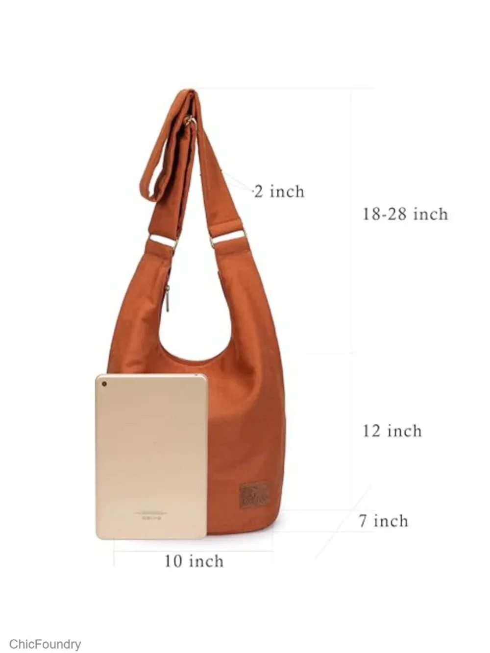 Large Canvas Hippie Crossbody Bag with Long Zipper - Woven Flower Sling